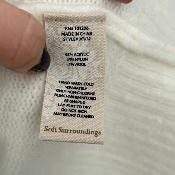 SOFT SURROUNDINGS *Flawed Ivory White Soft Wool Blend Boxy Turtleneck Sweater XL - Picture 7 of 9